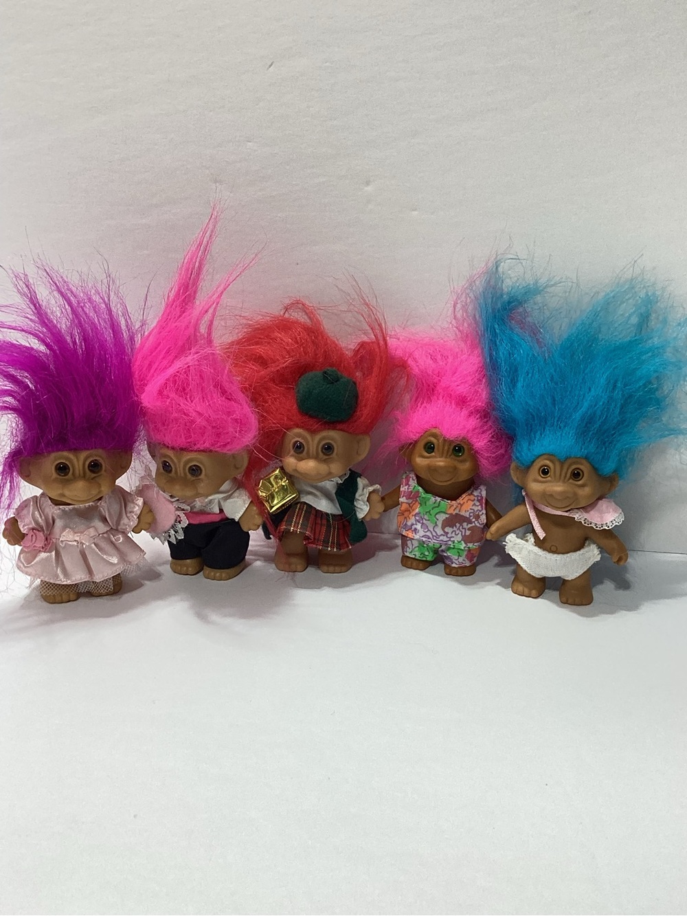 Vintage Troll Dolls Lot of 5 Russ Misc 3”